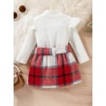 thumbnail image 5 of Musuos Kids Girl Autumn Outfit 12 18 24M 3 4T Ruffle Long Sleeves Turtleneck Tops and Casual Plaid A-line Skirt with Belt Set, 5 of 10