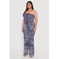 thumbnail image 3 of Women's Plus Size Acid Wash Cargo Pocket Button Front Jumpsuit, 3 of 4