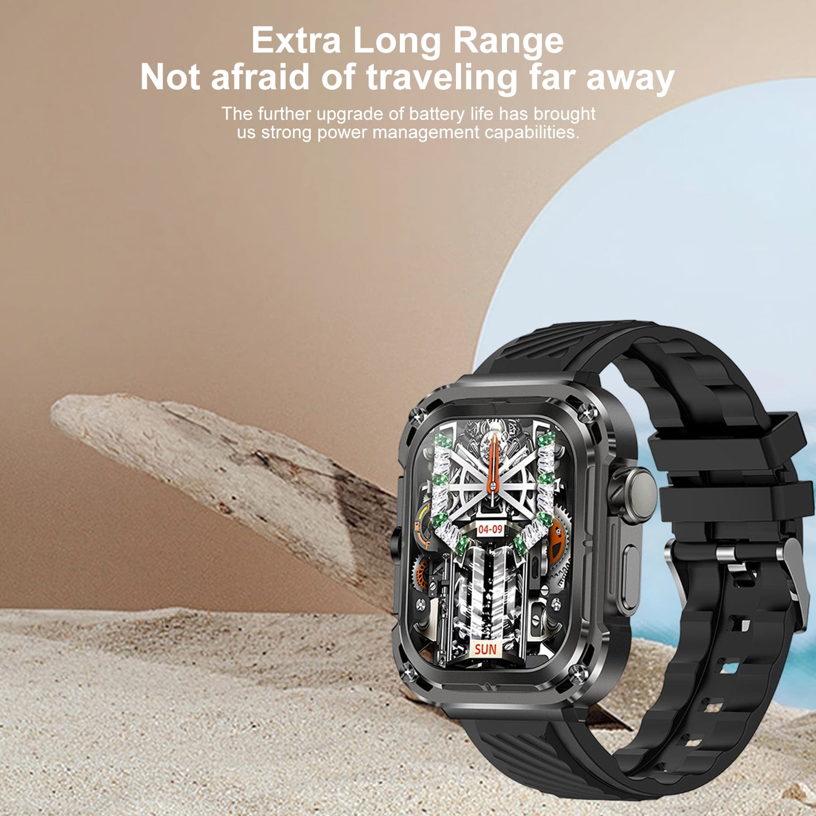 Jubipavy Smart Wearable Watch Multifunction HD Rectangular Screen Wireless Magnetic Charging NFC Access Control Motion Record IP68 Watertightness Bluetooth Function