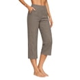 thumbnail image 2 of Ladies' Fashionable Casual Solid Color Cotton Linen Seven Quarter High Waist Casual Pants, 2 of 6