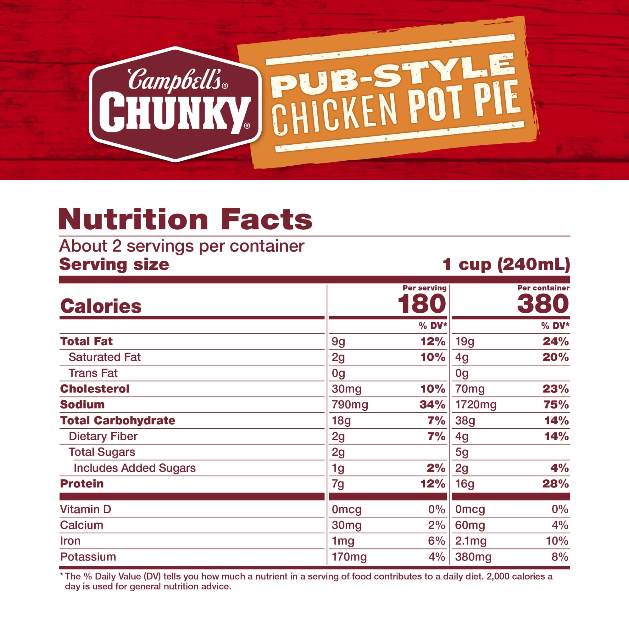 (12 pack) Campbell’s Chunky Soup, Pub-Style Chicken Pot Pie Soup, 18.8 oz Can (12 Pack)