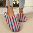 thumbnail image 4 of KEVCHE Stripe Fluffy Slippers for Women, Chic Fashion Casual Cute House Shoes, Comfortable Indoor Outdoor Vacation Bathroom Footwear with Soft Sole, Lightweight Non-Slip Home Slippers for Daily, 4 of 7