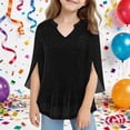 thumbnail image 2 of Little Girls Sparkling Top With Threads Mesh Layered Design Summer Long Sleeve Shirt Casual Blouse Clothes, 2 of 4