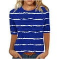 thumbnail image 1 of 3/4 Manga Tops para las Mujeres, Moda Arrugado Cuello Redondo Suelto-Ajuste Cortado Manga Top para el Hogar Y Diario, 1 of 7