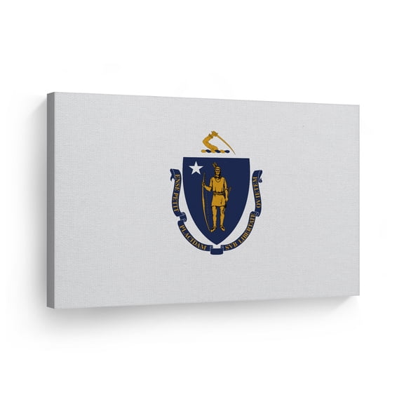 Smile Art Design Massachusetts State Flag CANVAS PRINT State Capital of USA Flag Canvas Wall Art US State Flag Wall Art Home Decoration Living Room Dorm Office Decor Ready to Hang Made in USA 11x17