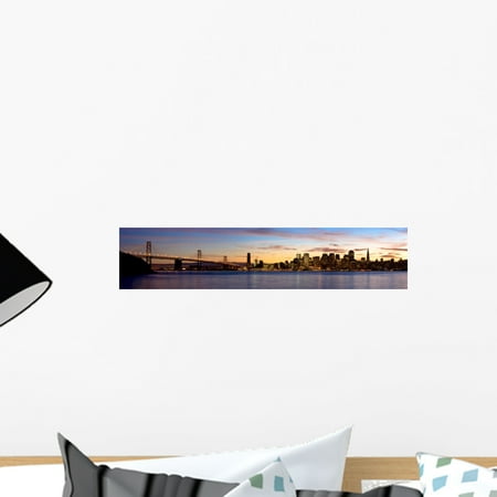 Panoramic Shot San Francisco Wall Mural Decal by Wallmonkeys Vinyl Peel and Stick Graphic (18 in W x 4 in