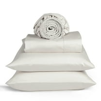Loomsnest 4 Piece King Size Sheets Set, 400 TC Sateen Wrinkle Resistant, 100% Cotton Sheets, Light Gray
