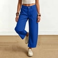 thumbnail image 6 of Oiangi Women's Barrel Pants Button High Waisted Twill Dress Pant Fall Casual Business Ankle Trousers with Pockets Blue L, 6 of 7