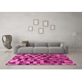 thumbnail image 3 of Ahgly Company Indoor Round Checkered Pink Modern Area Rugs, 4' Round, 3 of 4