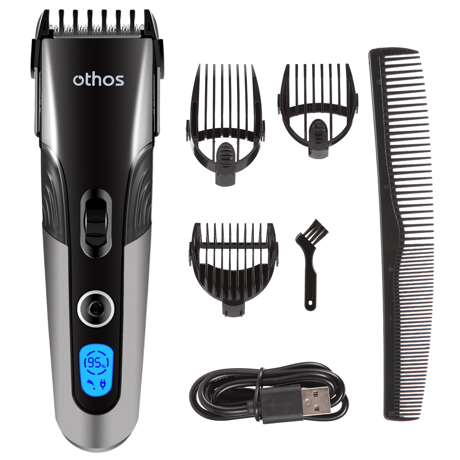 Othos Electric Cordless Hair Clippers Haircut Machine Hair Cutting Tools  Hair Trimmer Razor Kit for Men lithium battery operated chargeable guide  comb with different length LCD display stand base 