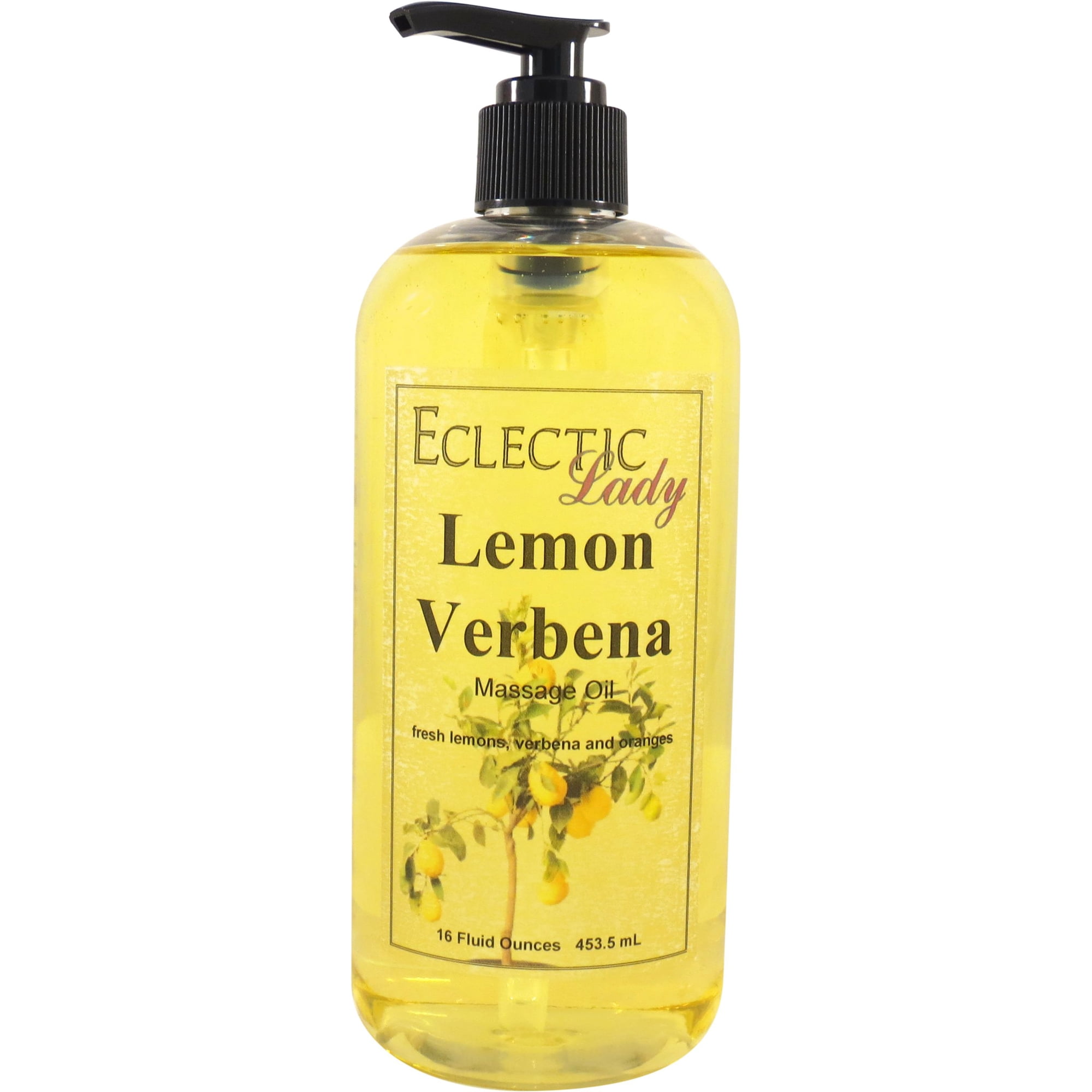 Lemon Verbena Massage Oil by Eclectic Lady, 16 oz, Sweet Almond Oil and Jojoba Oil