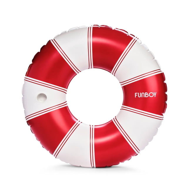 Flotador inflable para piscina FUNBOY, gigante, vintage, con rayas rojas, 48 pulgadas
