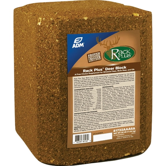 ADM Animal Nutrition Deer/Elk Block Rack Plus - Mineral Supplement Protein - 25 lb — Construction & DIY Use, Standard Hardware Spec