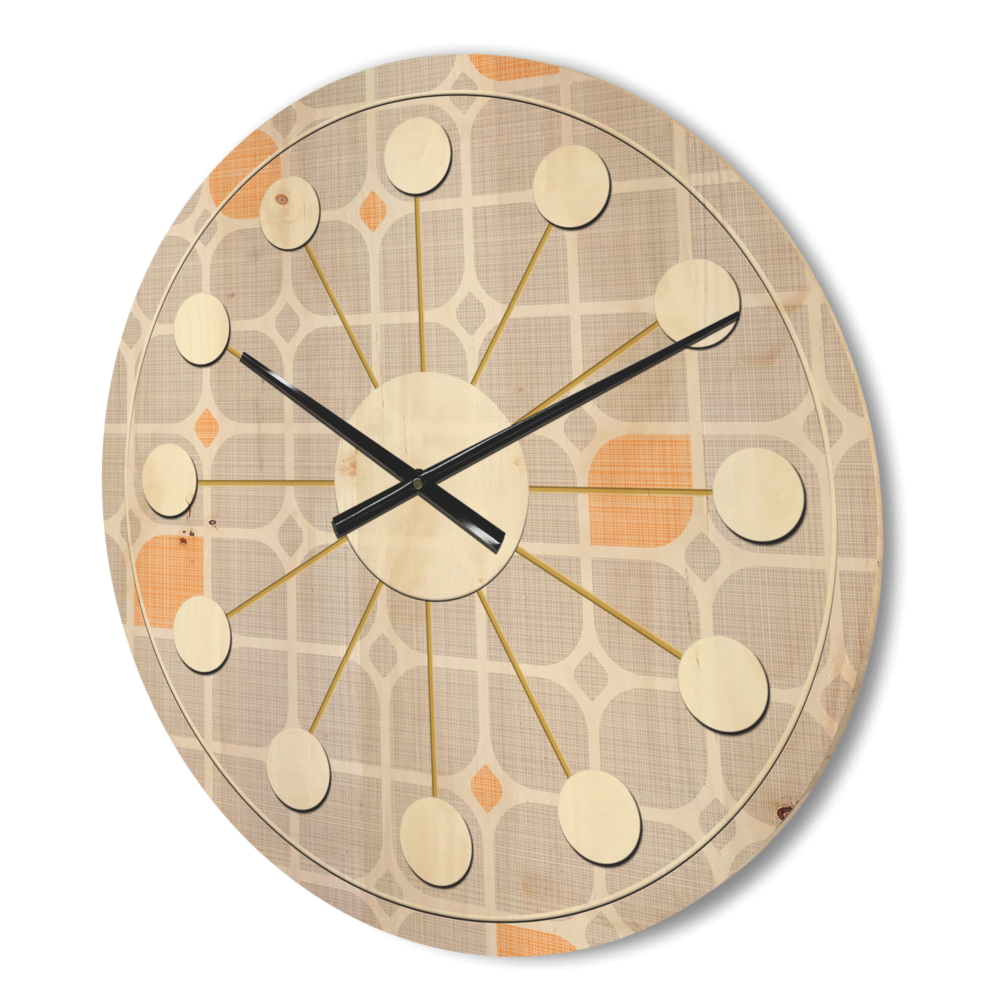Designart 'Geometrical Retro Pattern II' Mid-Century Modern Wood Wall Clock