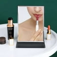 thumbnail image 3 of FORSHUYU Makeup Mirror, 10"L x 7"W Rectangle Pu+Glass Table Mount Desk Mirror, Foldable Black, 3 of 8