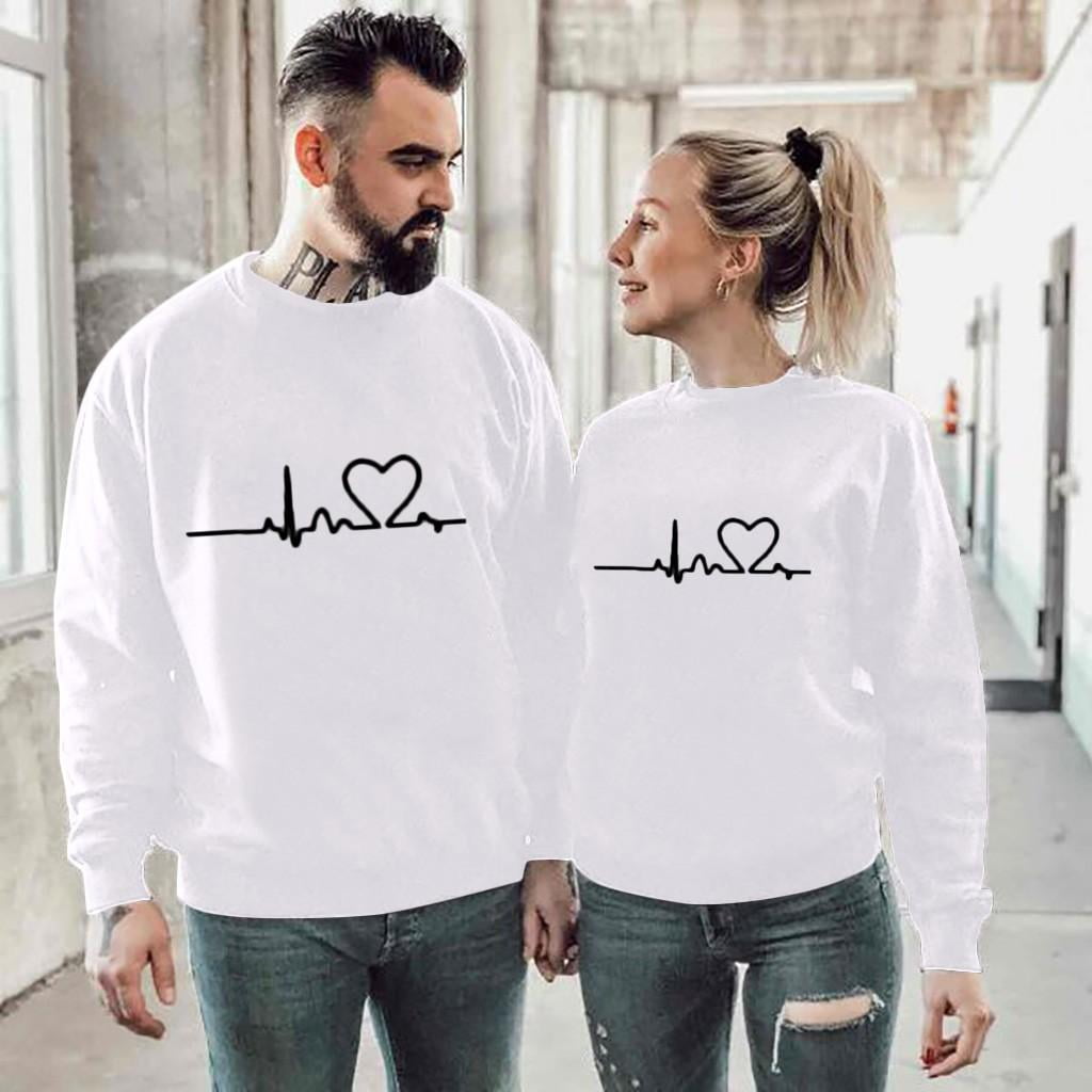 Christmas Gifts Deals for Days,Jovati Couples Shirts Couple Matching Theme White Cute Love Heart Shirts Boyfriend Girlfriend Husband Wife Shirts