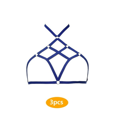 

3pcs Cage Bra Erogenous Resilience Material Underwear Impressive Strappy Firmness Mysterious Unique Design Harness Bras