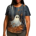 thumbnail image 2 of Qzwdhjm Plus Size Halloween Shirts for Women Short Sleeve Ghost Spooky Season T Shirt Loose Casual Crewneck Graphic Tee for Halloween Daily Wear, 2 of 6