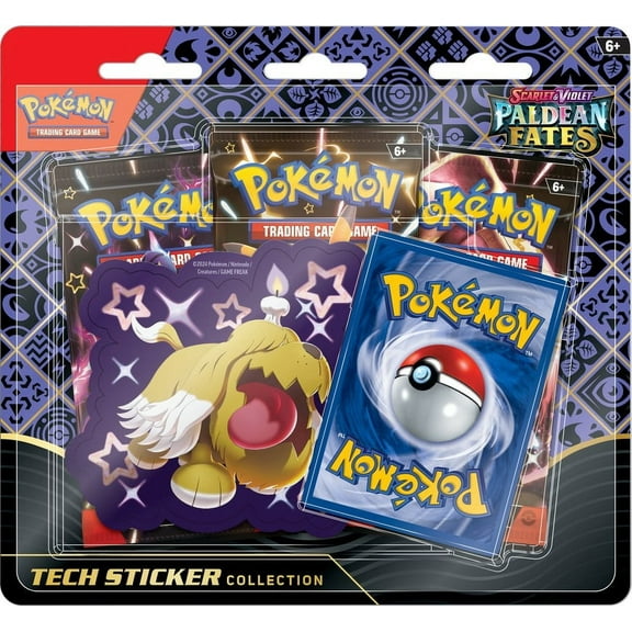 Paldean Fates Shiny Greavard Pokemon S&V Tech Sticker Collection 3-Pack