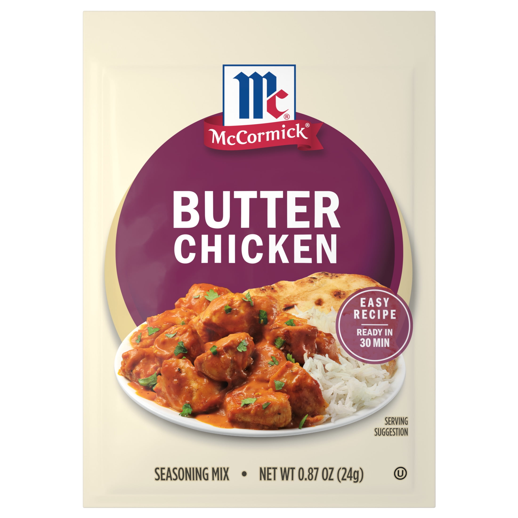 (2 pack) McCormick Butter Chicken Seasoning Mix, 0.87 oz Packet