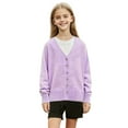 thumbnail image 3 of Busydd Girls Sweaters 2-12 Years Trendy Solid Color Long Sleeve Girls Tops Casual V Neck Button Sweaters for Girls and Boys 5-6 Years, 3 of 6