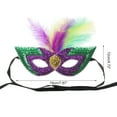 thumbnail image 2 of Unique Bargains 1 Pc Multicolored Feather Sequins Half Face Party Mask for Masquerade Party Purple Sequins Fabric, 2 of 5