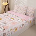 thumbnail image 3 of Manfei Funny Pet Zipper Twin Comforter Sets with Fitted Sheet and 2 Pillowcases, Kawaii Slepping Cat Zipper Bedding Set, Pink, Pink Reversible, 4pcs, 3 of 7