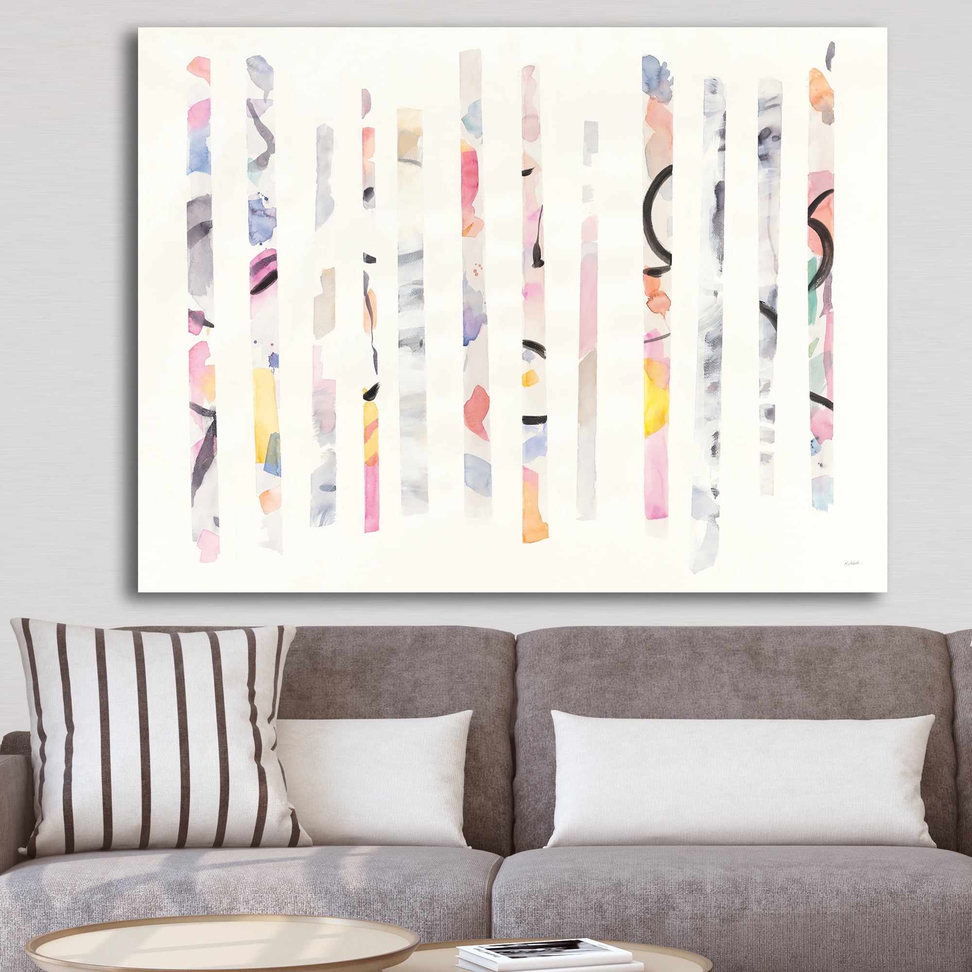 Designart 'MultiColor Geometric Bars' Modern Transitional gallery-wrapped Canvas