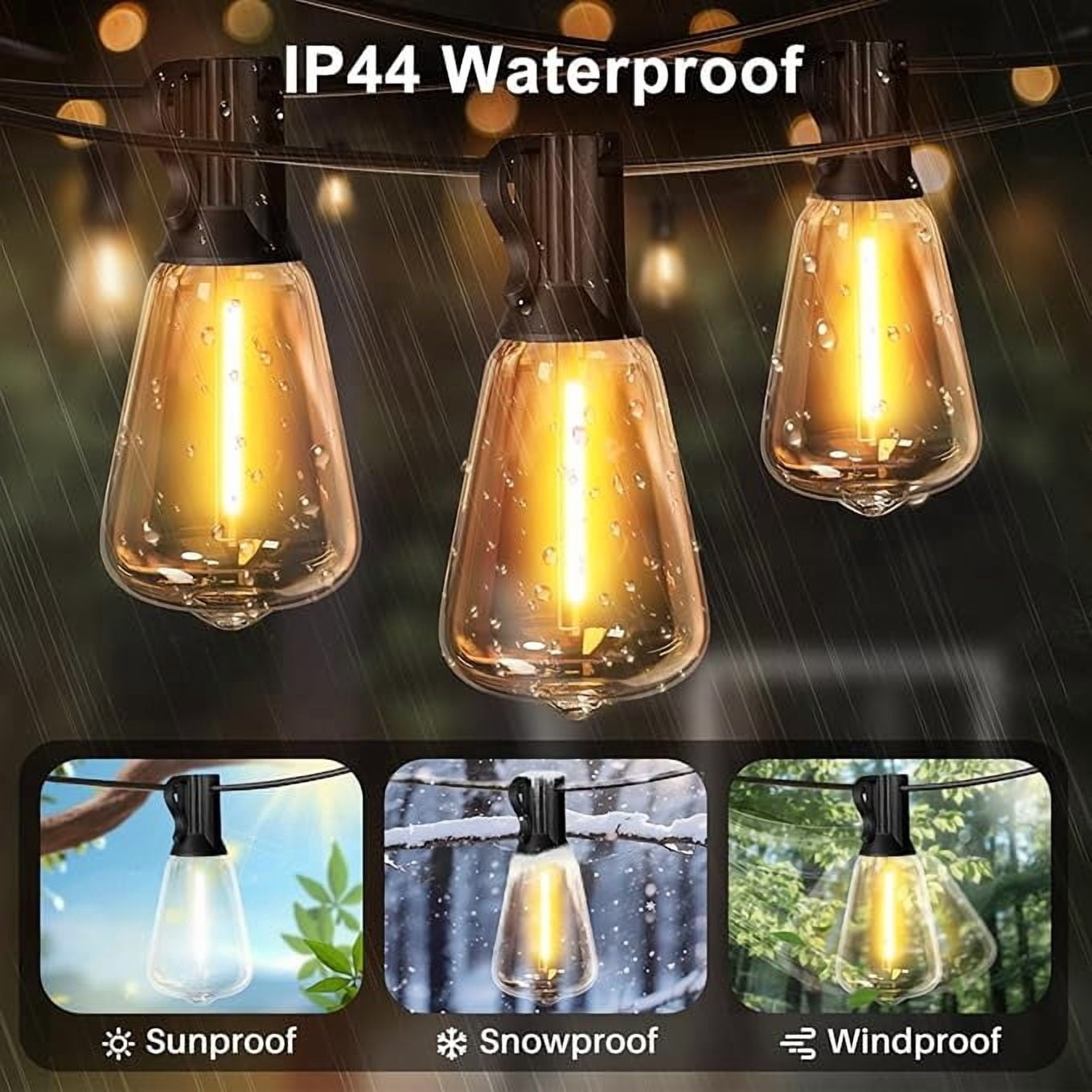 4-Pack 51FT Outdoor Waterproof String Lights, 25+2 Shatterproof Vintage Edison Bulbs, Connectable Design for Backyard, Porch, Balcony & Holiday Decor