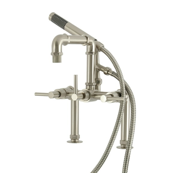 Kingston Brass AE6408DL Concord 7" Center Deck-Mount Clawfoot Tub Faucet with Hand Shower, Brushed Nickel