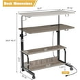 thumbnail image 3 of FCH 31.5" Mobile Small Standing Desk, Adjustable Height Mobile Computer Desk, w/2 AC Outlets + 3 USB Ports & Hooks, Storage Shelves, Suitable for Gaming, Studying, Home Office, Gray, 3 of 18