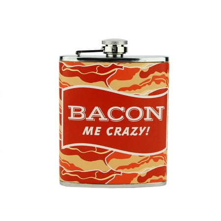 Bacon Me Crazy! Stainless Steel Novelty Drinking Hip Flask - 7 (Best Ideas For White Elephant Gift Exchange)