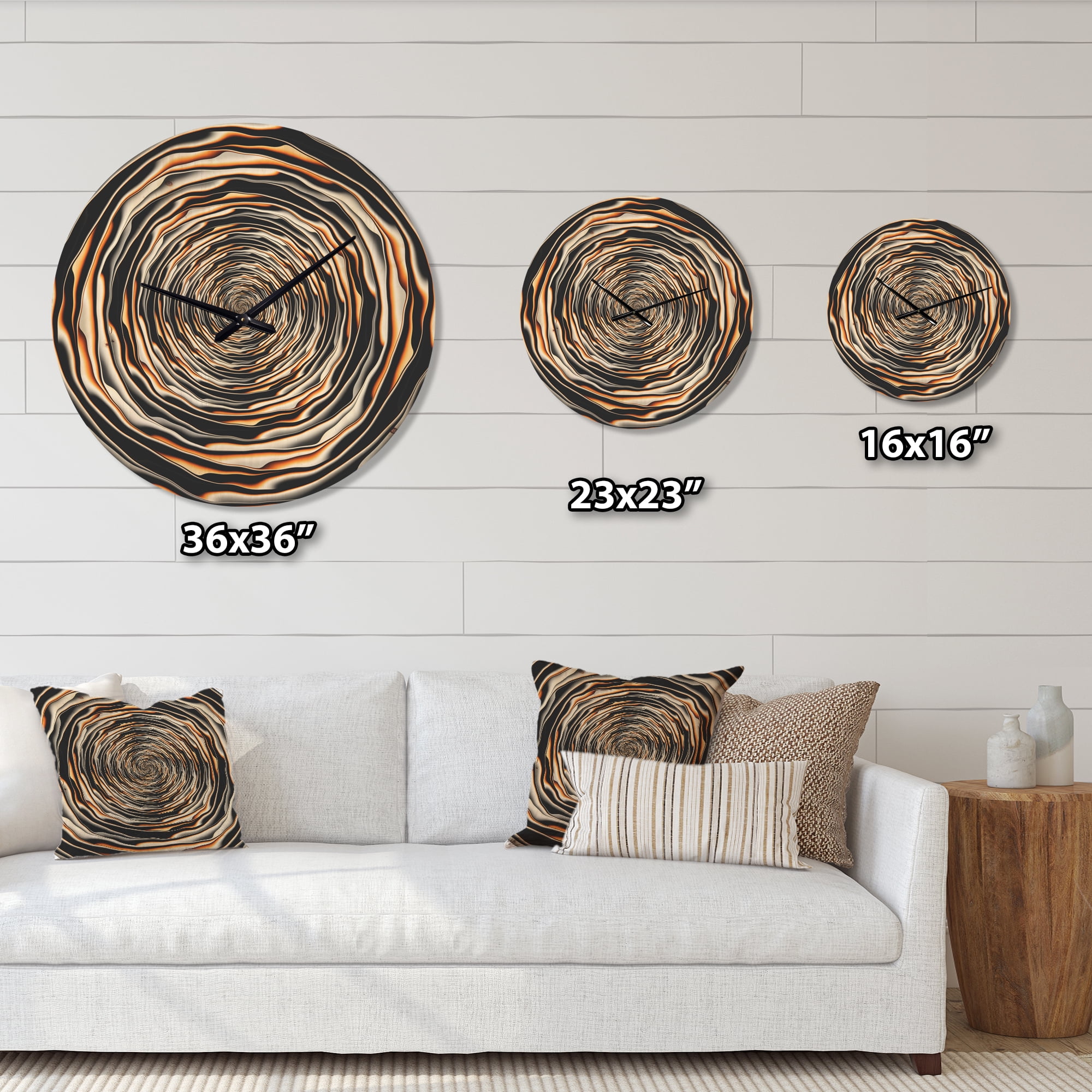 Designart 'Fractal Spiral Rotating' Modern Wood Wall Clock
