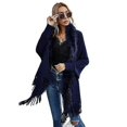 thumbnail image 1 of Suéter informal abrigo de longitud media a prueba de frío suave mujer invierno cuello de felpa capa larga, 1 of 5