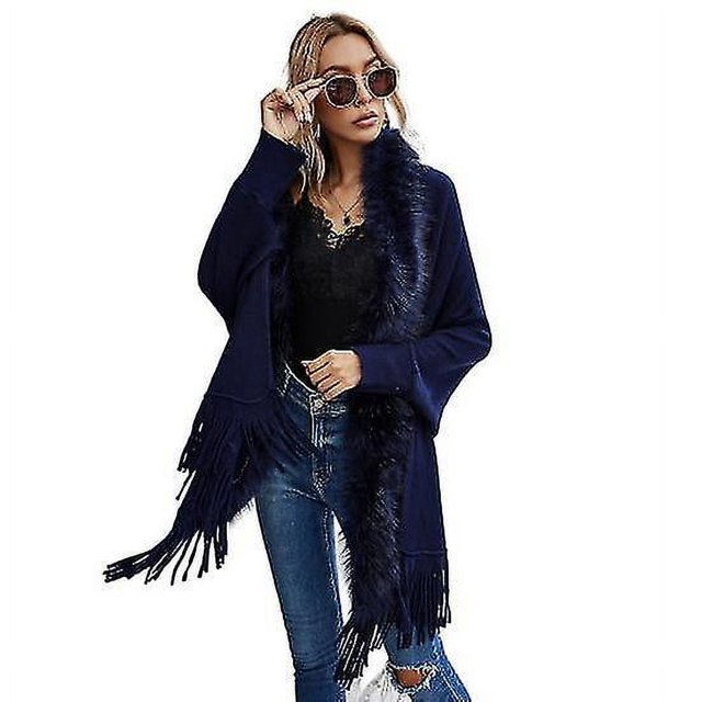 Suéter informal abrigo de longitud media a prueba de frío suave mujer invierno cuello de felpa capa larga