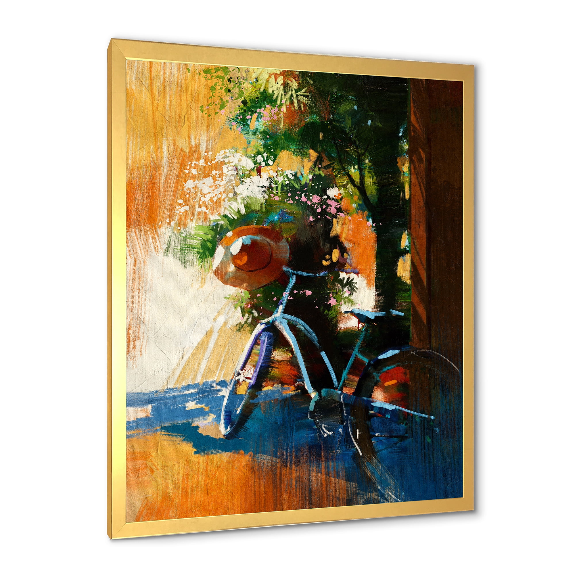 Designart 'Ancient Bicycle and Old Hat On Summer Day' Vintage Framed Art Print