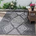 thumbnail image 7 of FH Home Flat Woven Outdoor Rug - Waterproof, Easy to Clean, Stain Resistant - Premium Polypropylene Yarn - Boho Moroccan - Large Patio, Deck, Sunroom - Ariana - Charcoal - 5ft 2in x 7ft 6in, 7 of 7