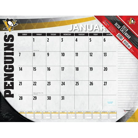 2019 22x17 Desk Calendar Pittsburgh Penguins Walmart Com