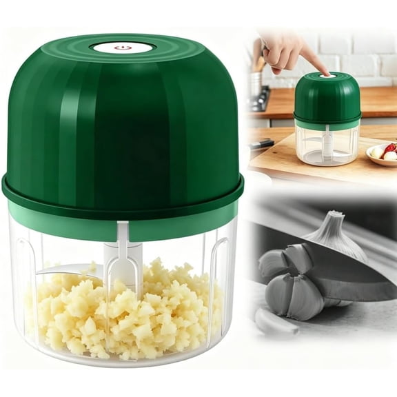 Electric Garlic Chopper, 2026 New Mini Portable Veggie Chopper Garlic Grinder Masher Onion Chopper, Rechargeable Wireless Food Processor for Garlic Onion Ginger Chili Vegetables Meat (Green)