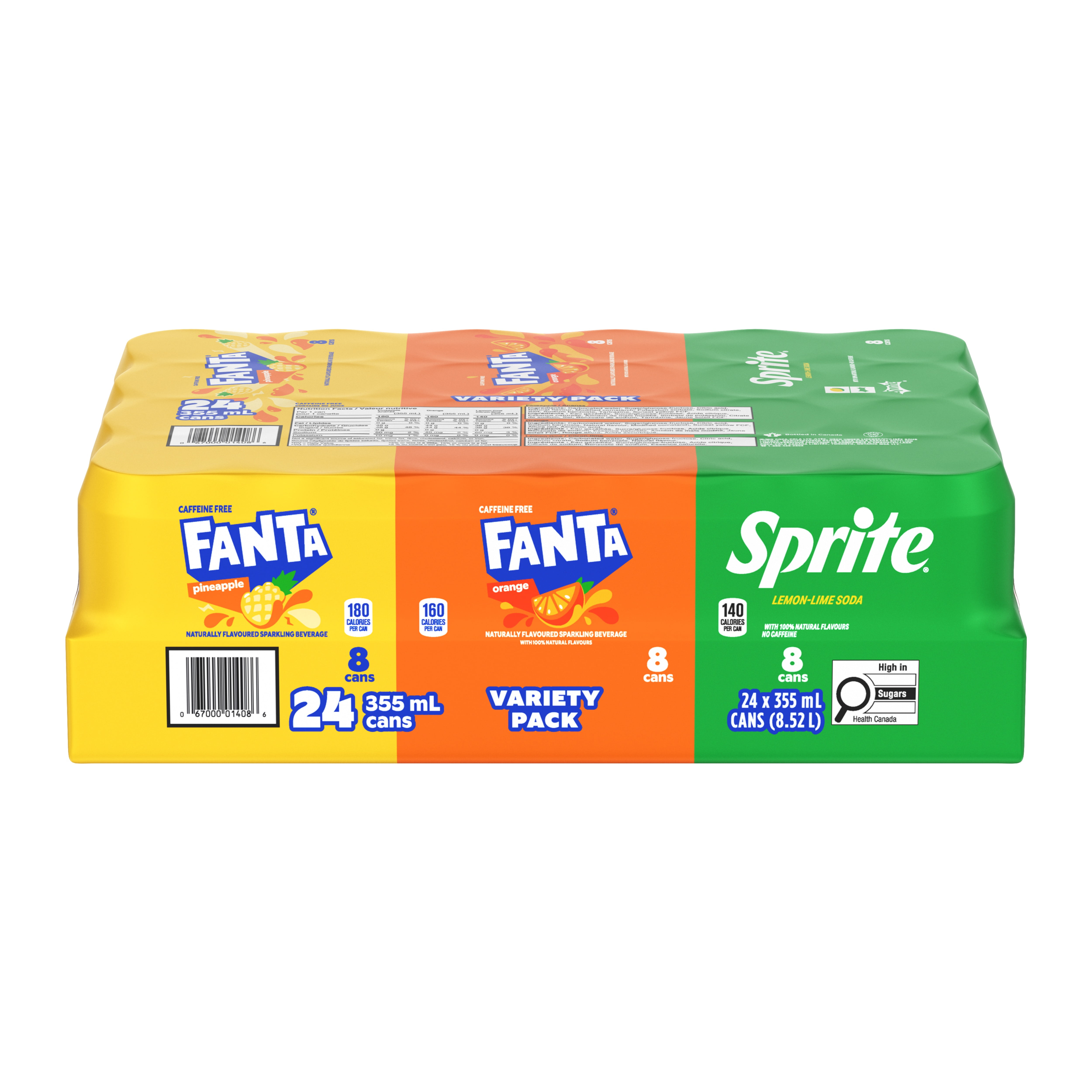 Emballage mixte de 24 canettes de Fanta Emballage de 24 boissons gazeuses Sprite et Fanta aromatisées aux fruits en canette de 355 mL