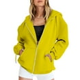 thumbnail image 2 of Niaviben Zip Up Hoodie Women Workout Jackets for Woman Sweatshirts for Women Womens Winter Coats Fall Jacket Pocket Drawstring Clothing Zipper Track Jacket Hooded Top Winter Coats for Women Yellow L, 2 of 5