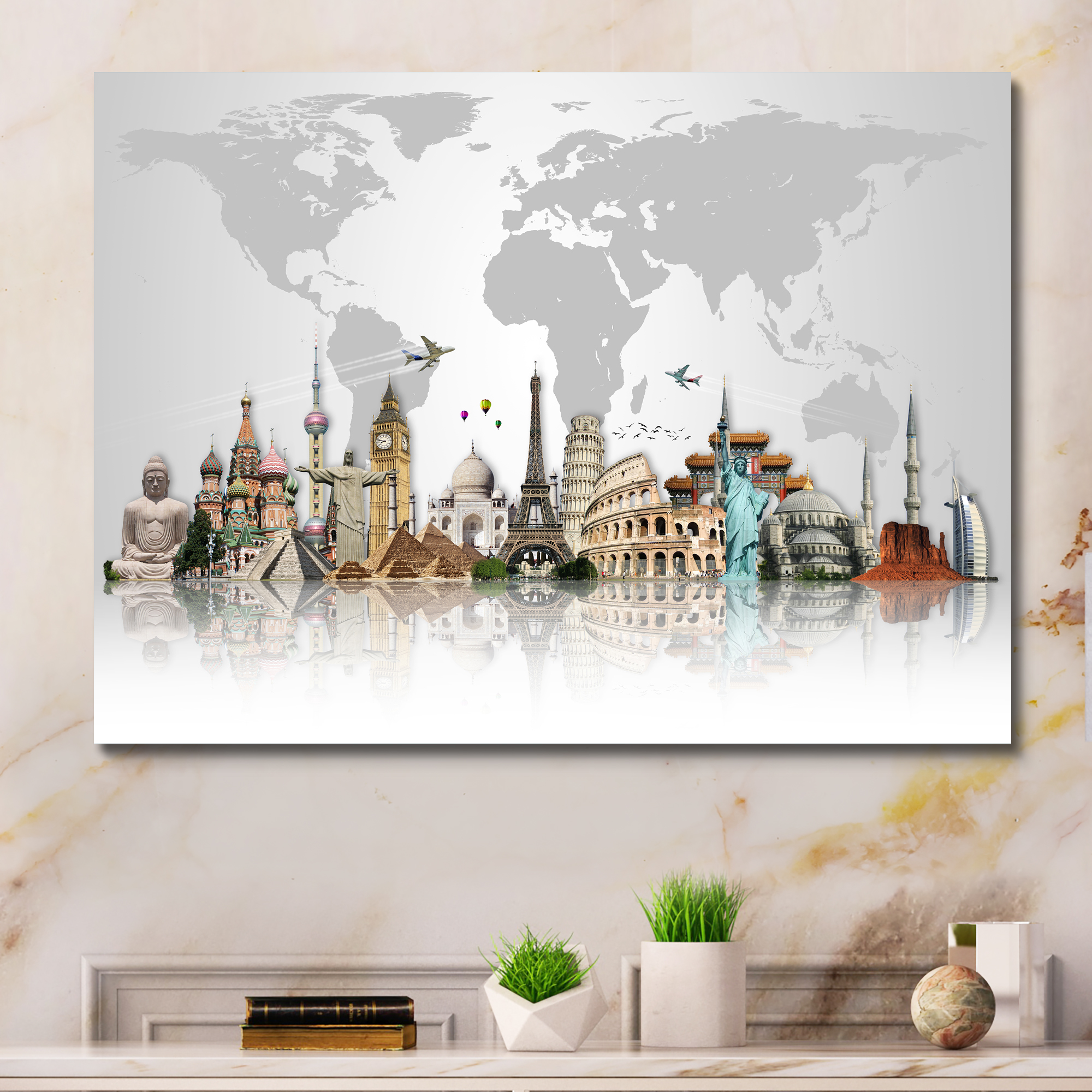 Designart 'Famous Monuments Across World ' Canvas Art Print