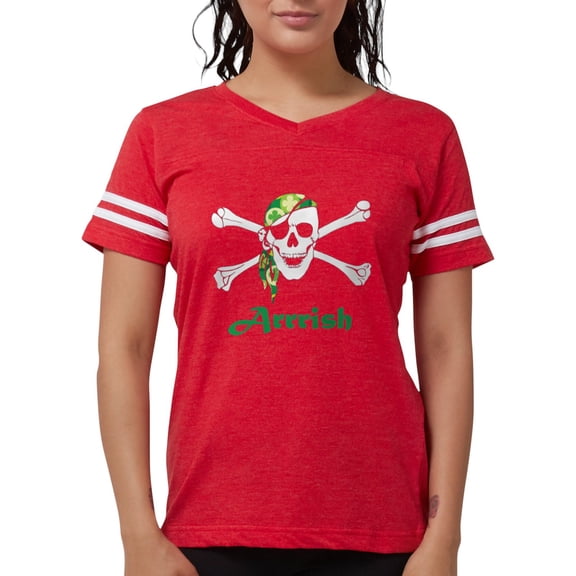 CafePress - Arrish Irish Pirate Skull And Crossbones T Shirt - Womens Football Shirt