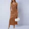 thumbnail image 2 of RXMEKW Robe Maxi en Satin pour Femmes avec Col Bénitier et Bretelles Spaghetti, Robe de Soirée Ajustée Unie pour Invitée de Mariage et Cocktail, 2 of 7