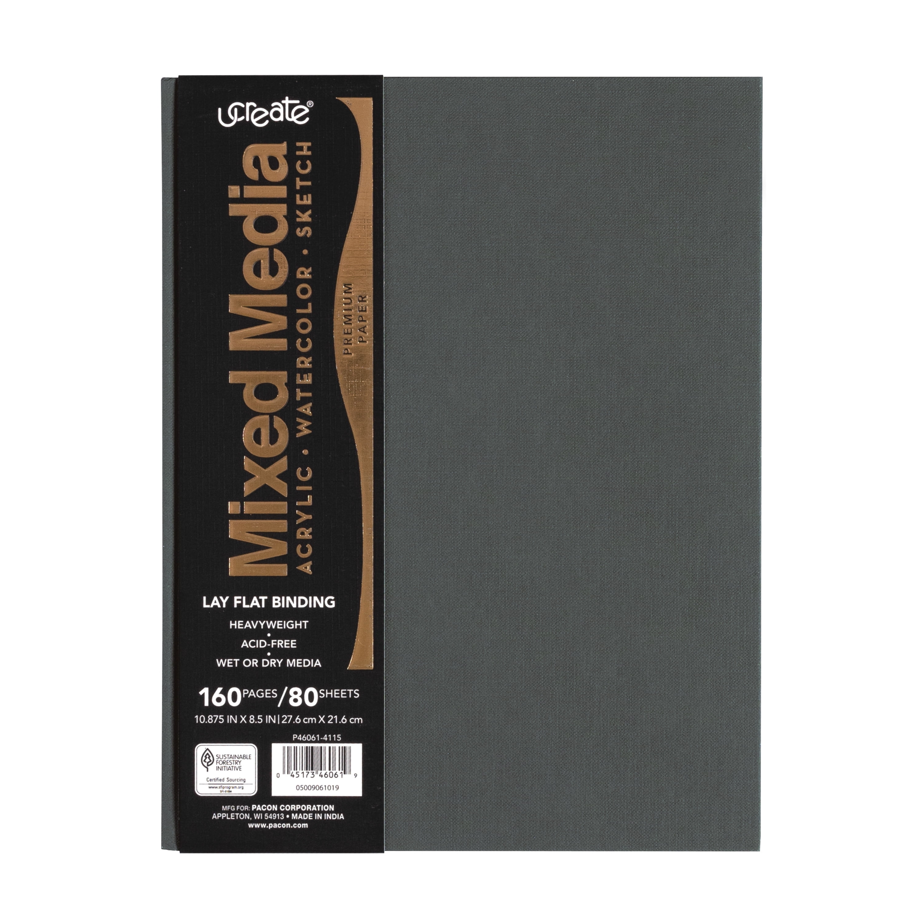 UCreate Premium Mixed Media Journal, 8.5 in x 10.875 in, Hard Bound, White, 160 Pages