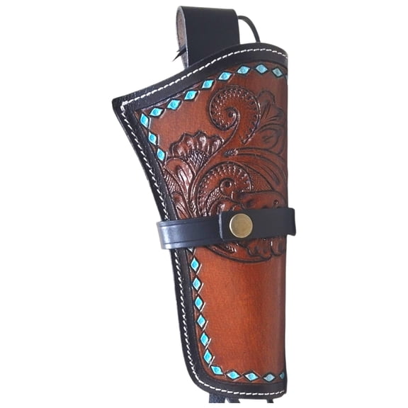 Warcraft Exports Western Leather Gun Holster for Revolvers – Fits .22, .38, .44, .45, .357, .358 Calibers – Adjustable Cowboy Action Holster (Right Handed Dark Brown Single Flower)