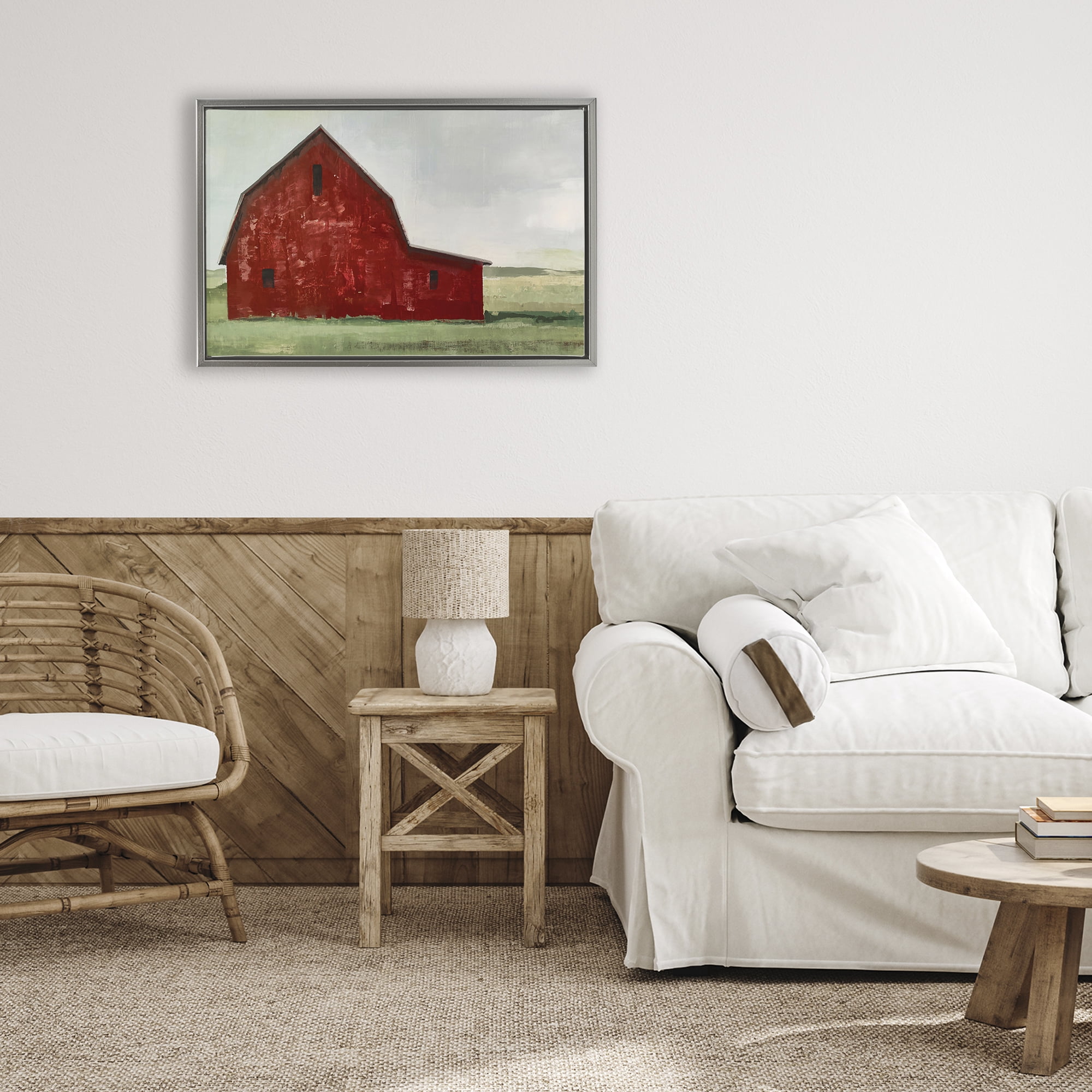 Stupell Industries Red Weathered & Wise Barn Gray Framed Floater Canvas Wall Art, design by Max Maxx