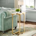thumbnail image 2 of Finmind White and Gold End Table, 26" Faux Marble Narrow Side Table, Half-Flower Accent Side Table Nightstand with Stylish Gold Frame, 2 of 7