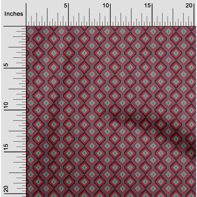 oneOone Cotton Flex Fabric Geometric Flame Stitch Print Fabric BTY 40 Inch Wide