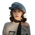 thumbnail image 5 of Dbuoem Women Denim Newsboy Cap Visor Beret Hat with Short Brim Sun Protection Cabbie Cap for Spring Summer Travel Outdoors, 5 of 8